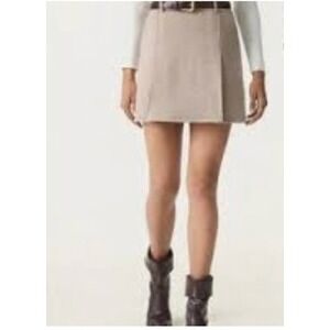 NEW OGL Move Tan Pleated High Rise A-Line Pull on Skorts with Pockets Size Med